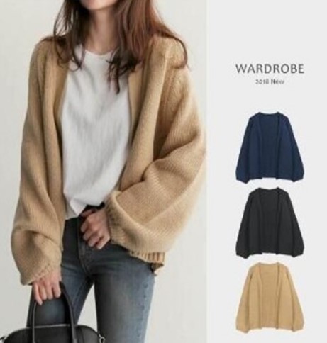 2021 New Autumn Clothing Korean chic Style Lazy Loose Short Knitted Cardigan Sweater Jacket Student Girl