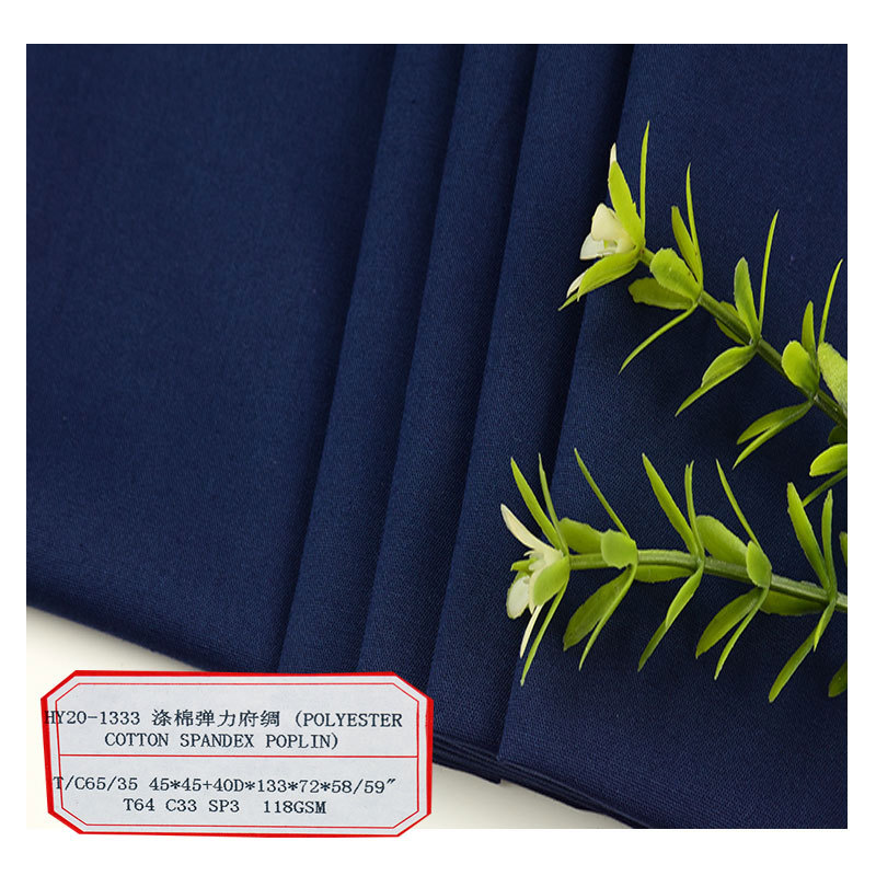 New polyester cotton stretch poplin 45 133*72 flexible tear-resistant plain tc stretch shirt fabric