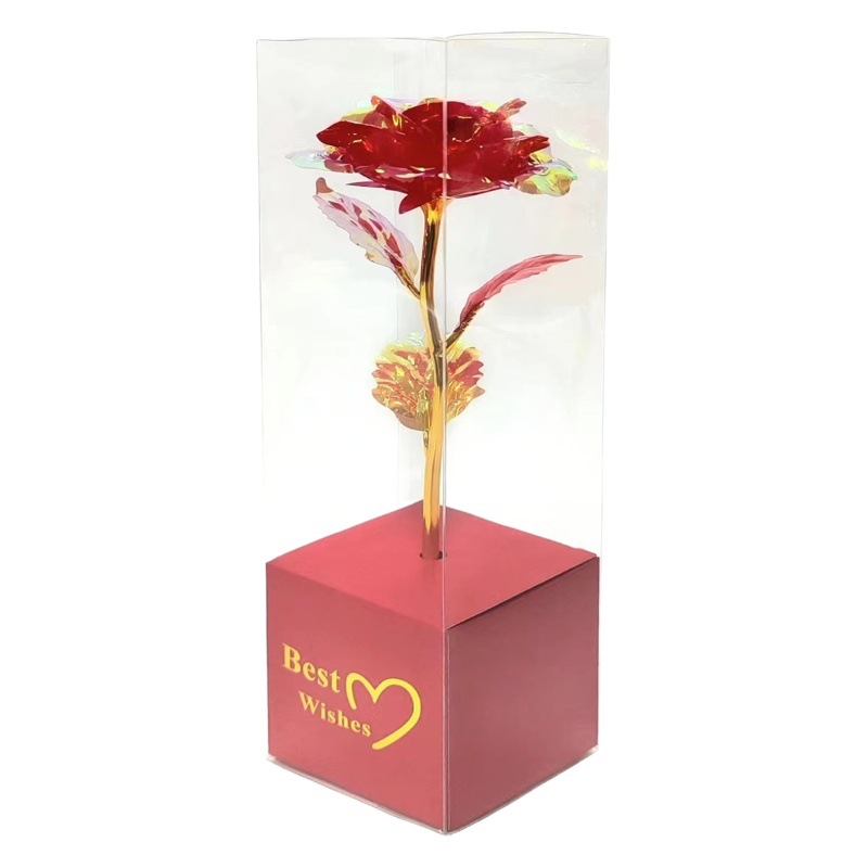 Factory spot wholesale PVC transparent packaging box color box single rose display box PET plastic folding box