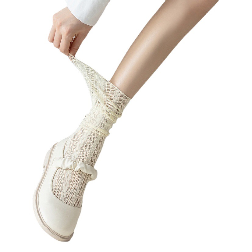 White stockings lace lolita calf socks women's stockings jk long tube lace Japanese lolita pile socks