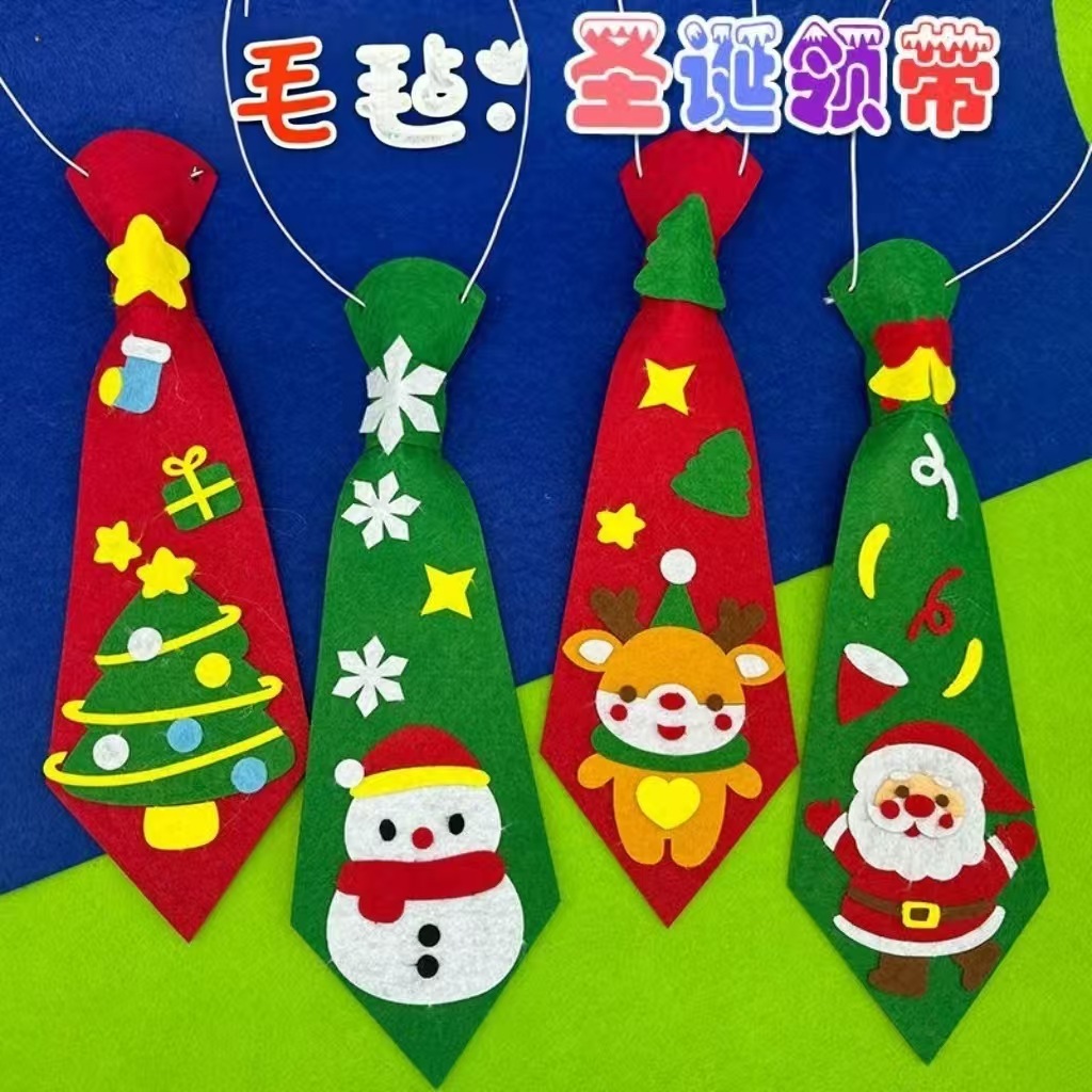 Cross-border New Felt Christmas Tie Kindergarten Gifts Kids Creative Making DIY Party Decoration Tie
