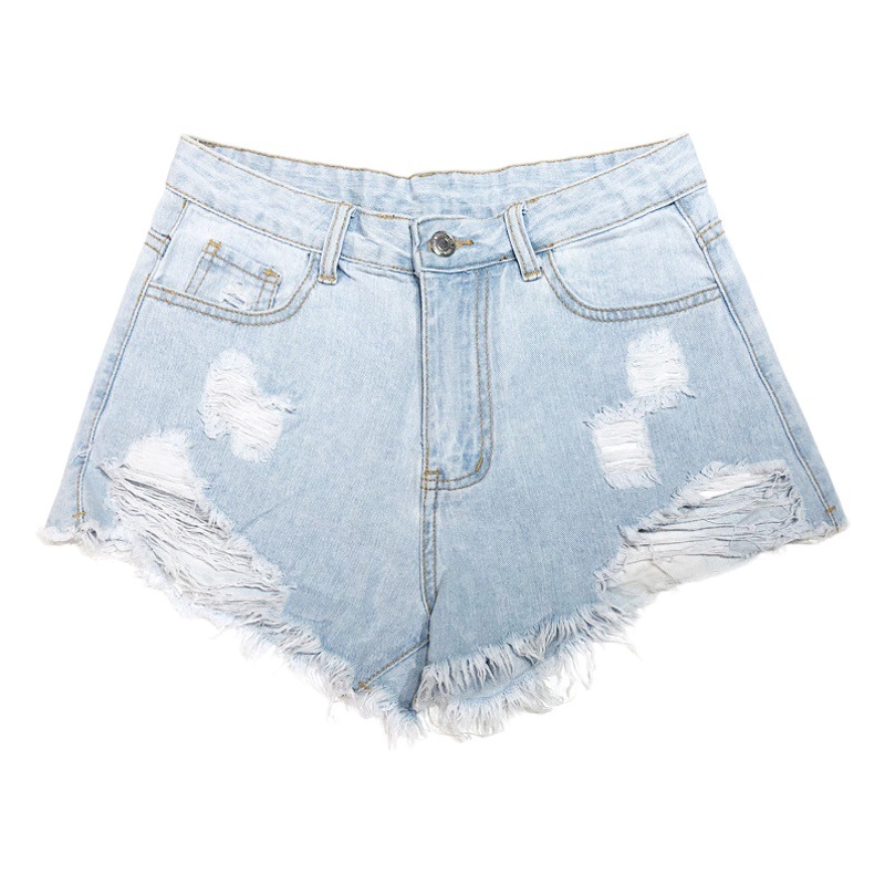 American Retro Jeans Wish Amazon Export European and American Denim Shorts Female Sexy Ripped Raw Edge Short Hot Pants