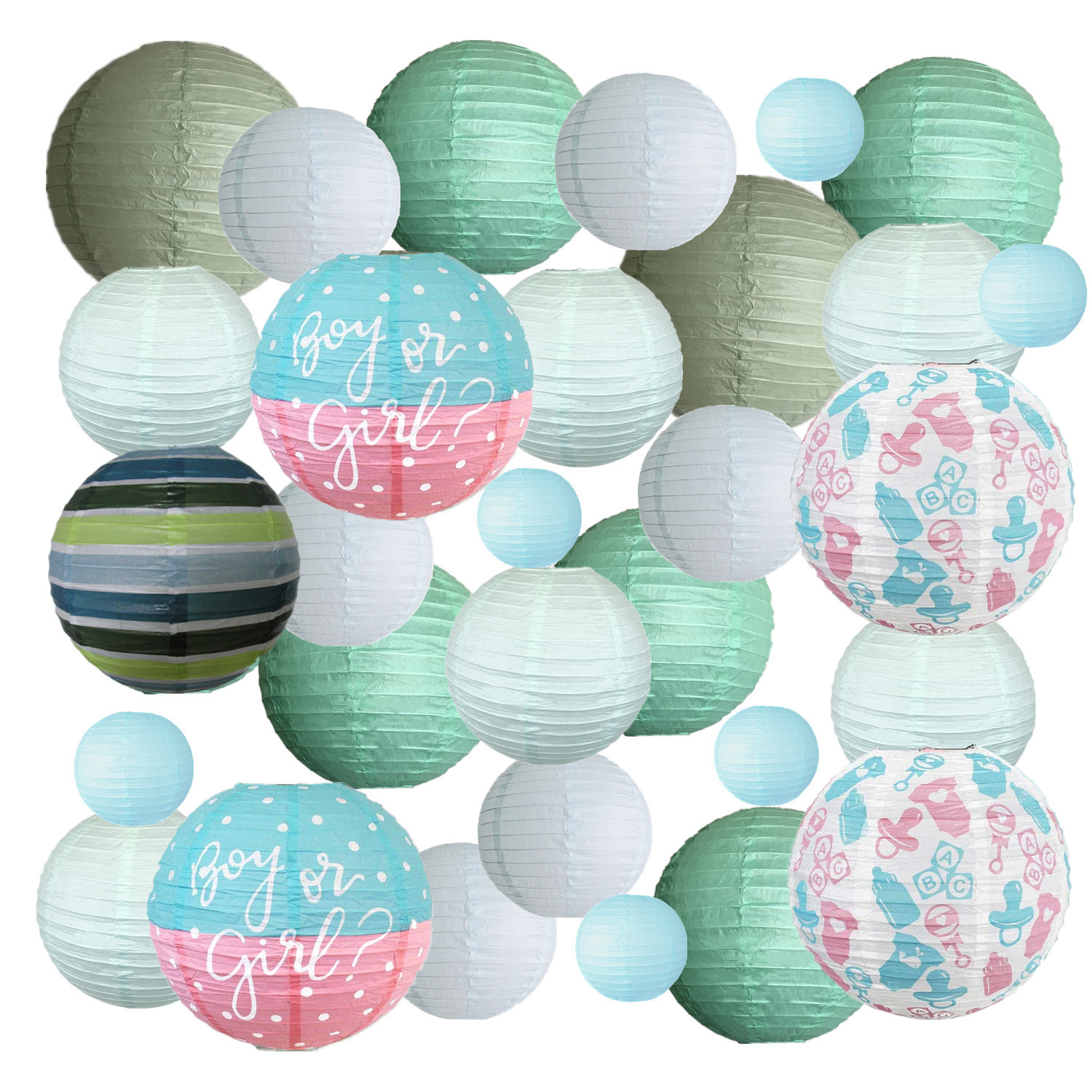 Picture of Spring, Summer, Autumn and Winter Colorfulful Paper Lanterns Round Foldableable Paper Art Combination Set Hanging Lanterns
