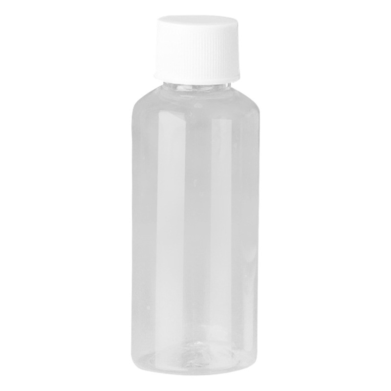 Factory in stock 10-100 ml transparent plastic bottle with white cover pet sample sub-bottle sealed liquid plastic bottle