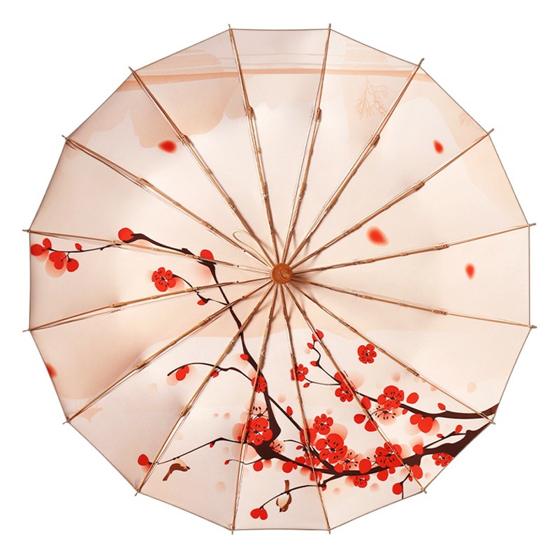 16-bone Umbrella Folding Sunny and Rainy Dual-purpose Colored Glue Retro Wind Sun Protection Anti-Sun UV Women's High-value Sunshade Umbrella
