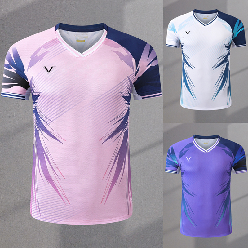 New Badminton Uniforms for Men and Women, Couple Sportswear, Short-Sleeved Kidsren's Training Uniforms, Student Quick-Drying Jerseys, Summer 3321