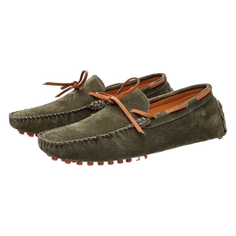 Summer Amazon Cross-border plus size Men's Casual Genuine Leather Pigskin Peas Shoes Foreign Trade Explosions Slip-on Men's Leather Shoes