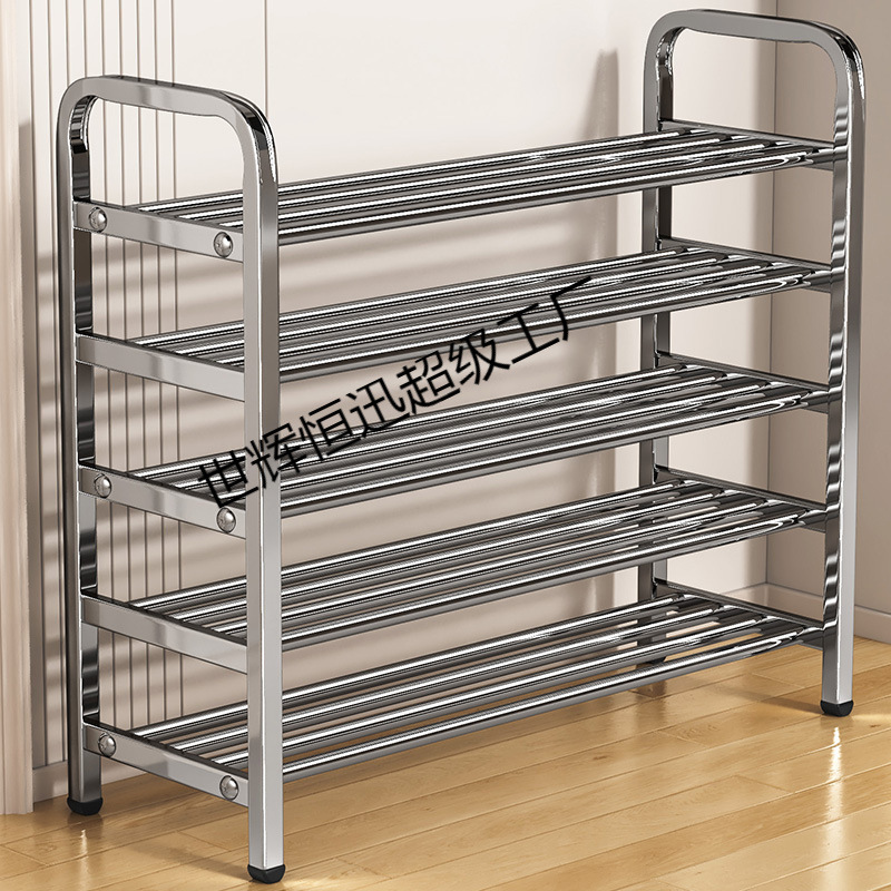 Thickened stainless steel shoe racks, multi-layer household doorway entrance multi-functional storage racks, dormitory rental houses, wholesale