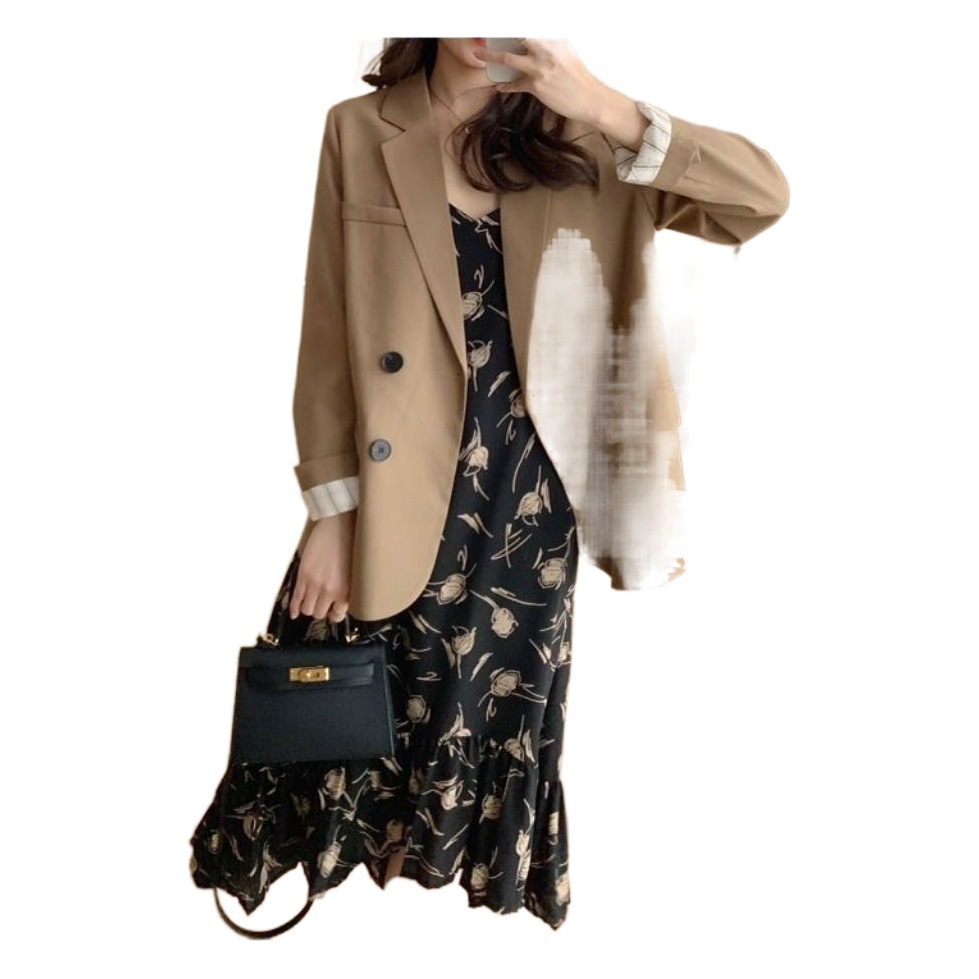 2023 New Small Blazer Women's Autumn Korean Style Retro Casual Temperament Short Suit Top Fashionable and Easiest for Match