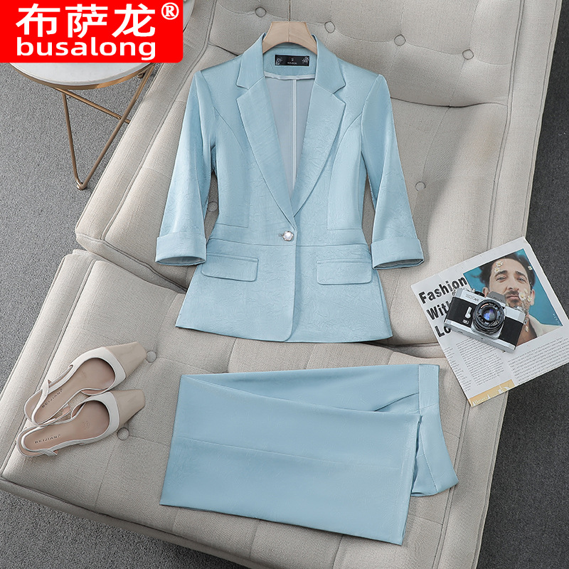 Fashion Suit suit Women's Thin High-end Temperament Cropped Sleeve Suit Trousers Two-piece Suit Commuter Business Wear