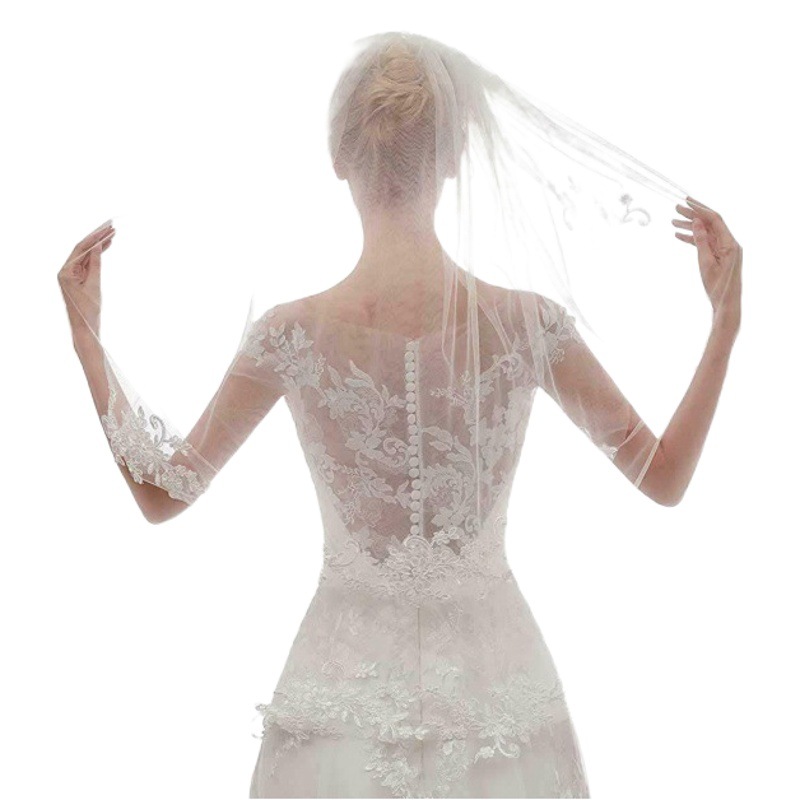 Romantic Wedding Bridal Veil White Ivory Embroider Applique Double Layer with Comb Mesh New Headwear Accessories