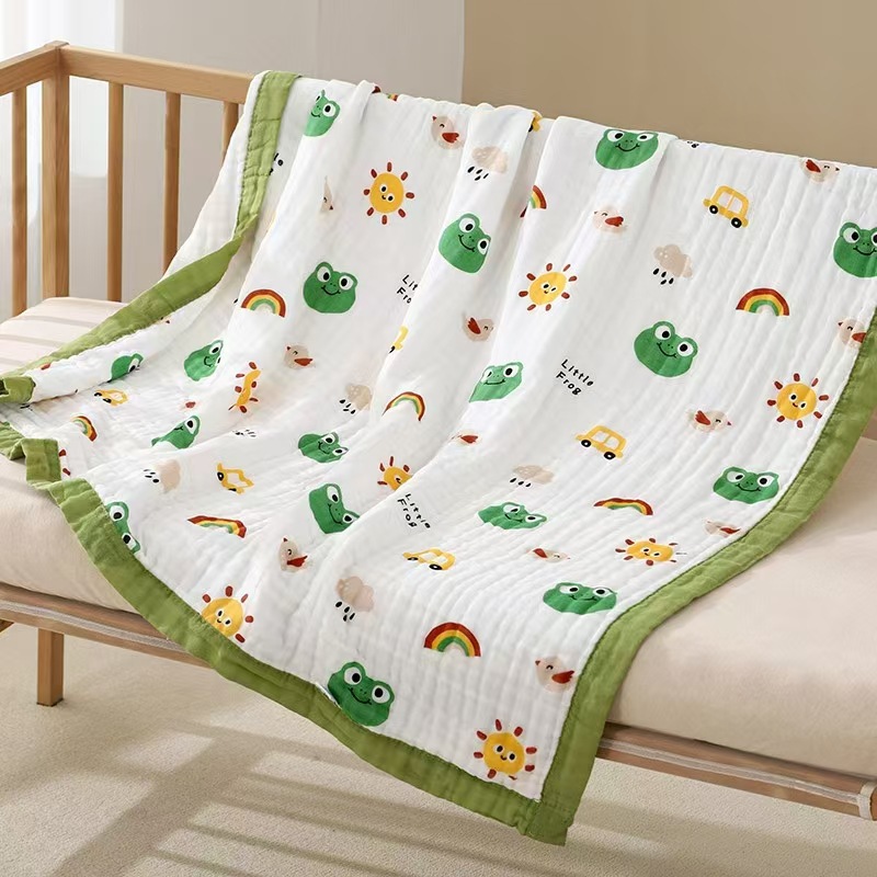 Gauze bath towel 110*110cm newborn baby class a cotton coated children's high density six-layer gauze children's quilt blanket