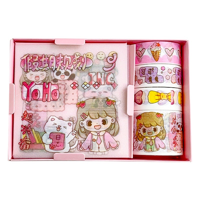 Children's hand account tape cute hand account material sticker set box girl heart and paper tape hand account material sticker