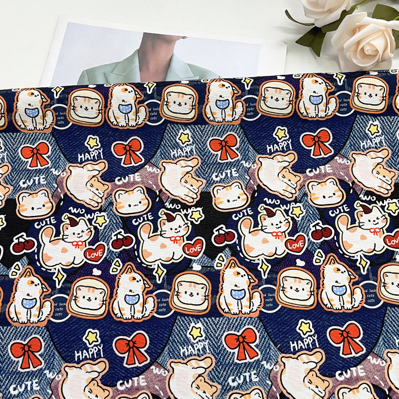 Cool Meow Star All-Cotton Eight-An Canvas Bag Jacket Vest Handmade DIY Fabric 1.5m Width 1.0m Price
