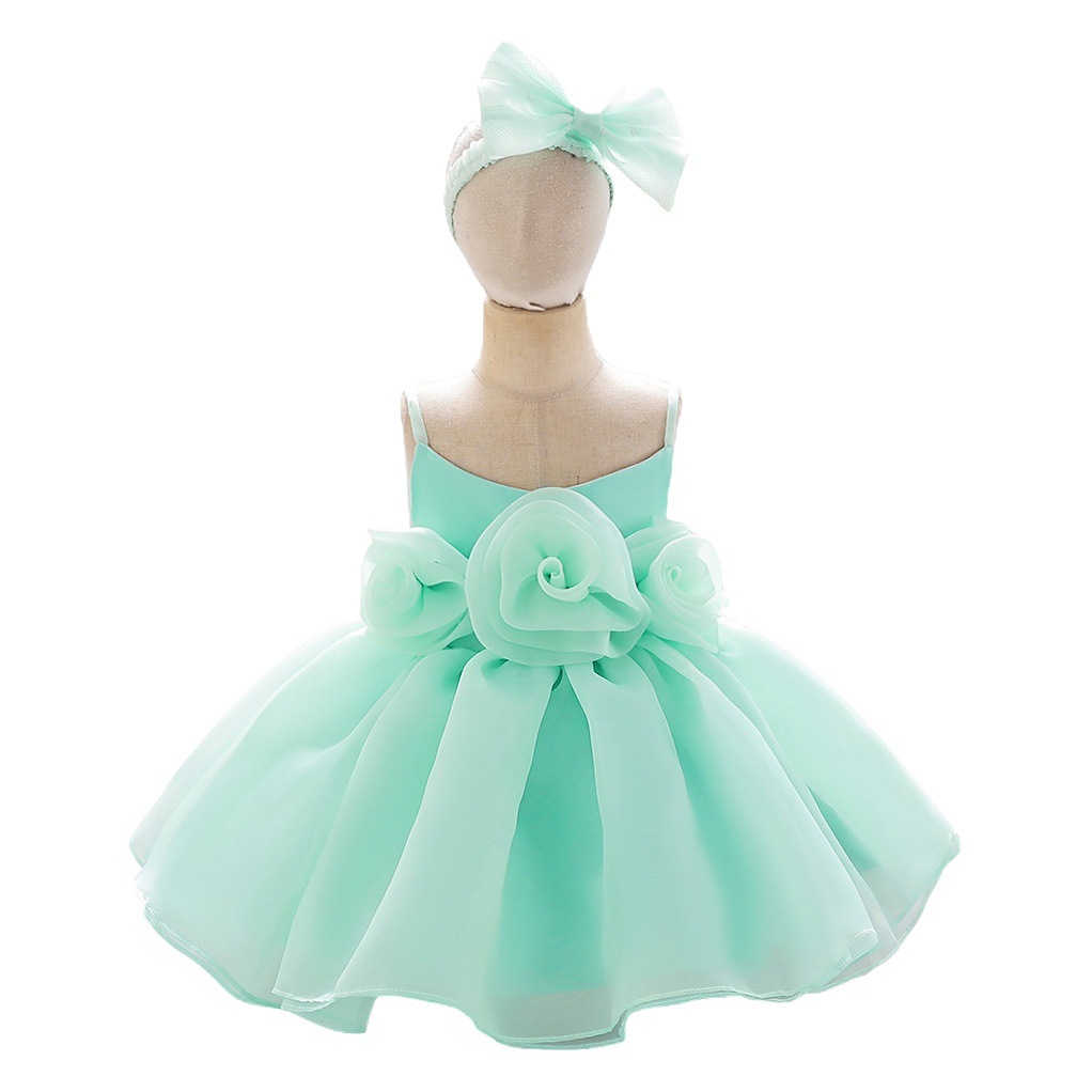 One Year Old Dress Princess Dress Sling Flower Host Baby Girl Birthday Party Children's Dress Flower Girl Wedding Dress
