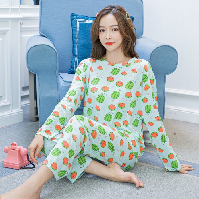 Picture of Wholesale spring and autumn winter pajamas women's thin long sleeve trousers cartoon cute wind small student home clothes suit