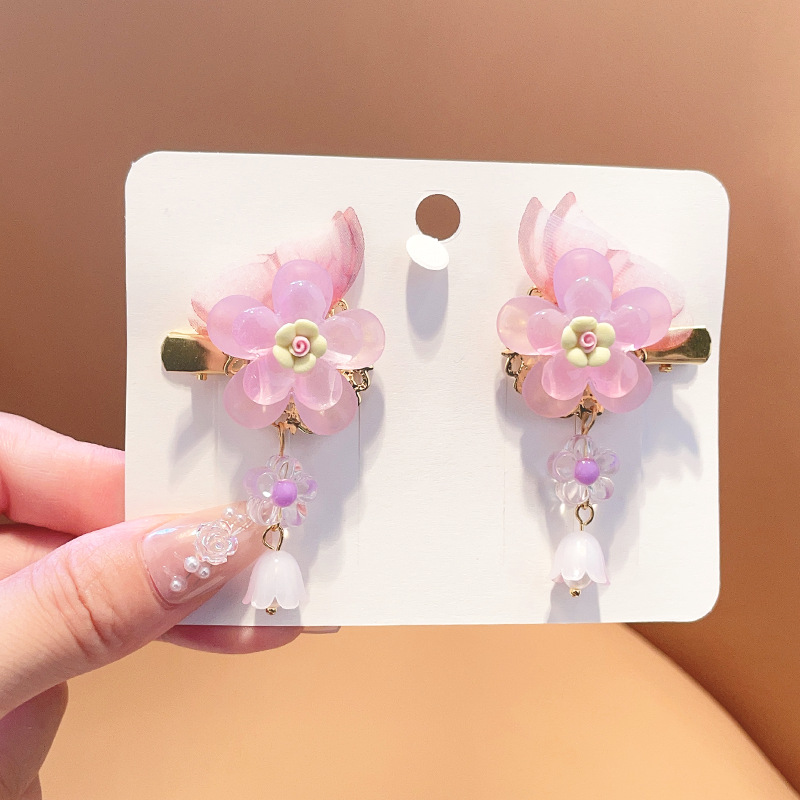 Picture of Hanfu Headwear for Girls and Children Chinese Style Walking Tassel Hairpin for Girls Super Fairy Princess Ancient Dress Flower Hairpin Headwear