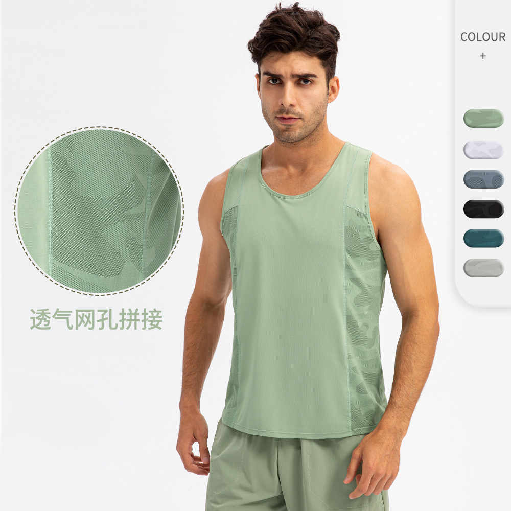 Spring and summer men's sports vest loose T-shirt breathable quick-drying fitness clothing outdoor running training waistcoat 21112