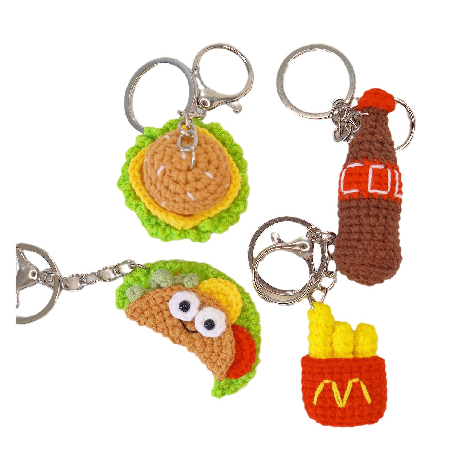 Picture of Handmade crocheted Cola package simulation food pendant creative wool woven small pendant keychain bag pendant