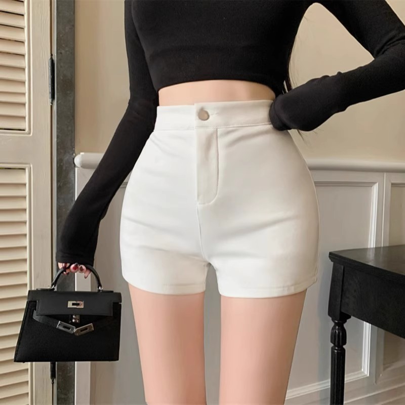 Slim Hot Pants Elastic Korean Style Casual Sexy Hip-Hugging Tight Three-Point Outer Wear High-Waisted Black Shorts for Women Dancing Summer