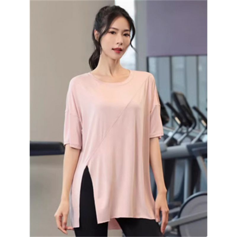 Picture of Cross-border Yoga Clothing Sports Loose Blouse Short-sleeved T-shirt Women's Summer New Loose Split Crewneck Pullover Trend