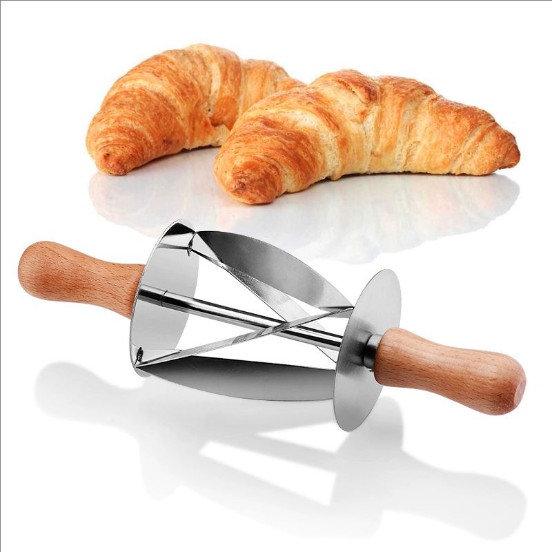 Picture of Cross-Border Baking Croissant Rolling Cutter Croissant Slicer Roller Stainless Steel Croissant Cutter Dough Cutting Tool