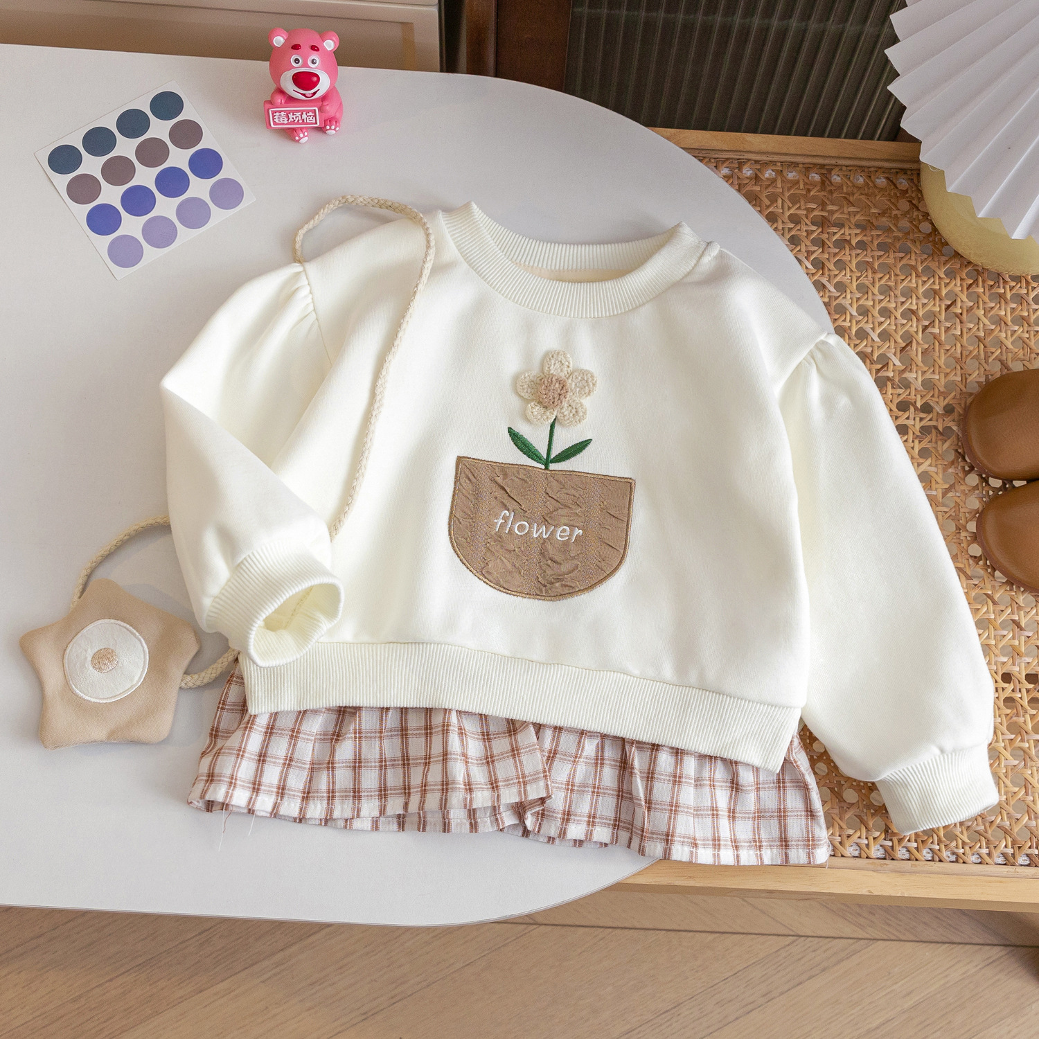 Picture of Girls Cartoon suit 25 New Style Spring and Autumn Casual Rabbit Print Floral Women's Sweet and Cute Two-piece Set