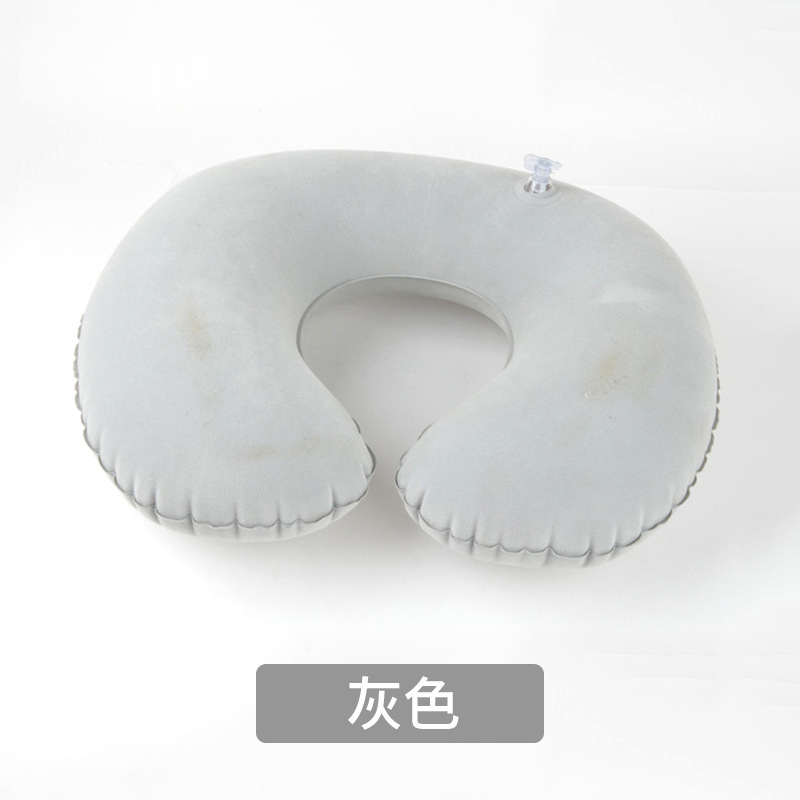 Picture of in stock travel inflatable pillow car airplane neck pillow U-shaped inflatable pillow pvc flocking travel pillow wholesale