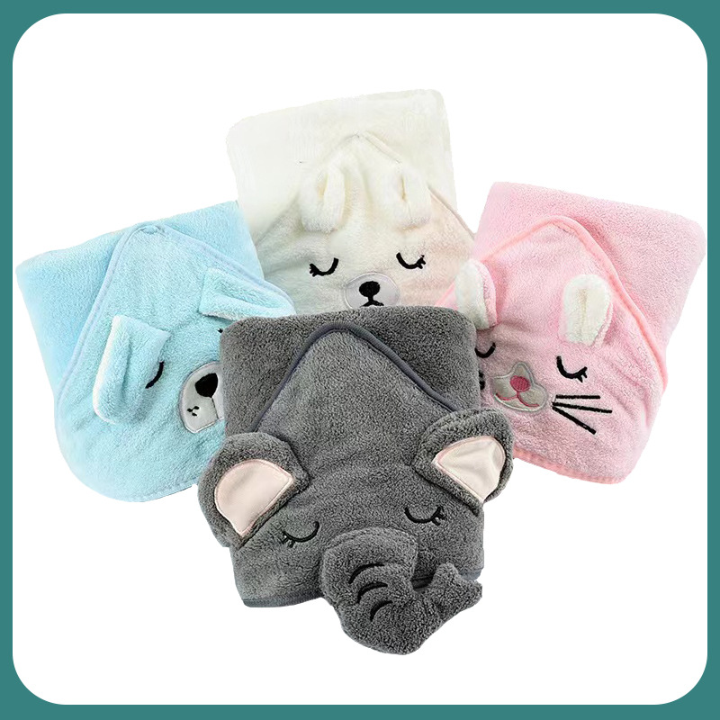 Class A coral fleece children's cloak bath towel newborn delivery room bag towel cartoon shape holding quilt hooded bath towel