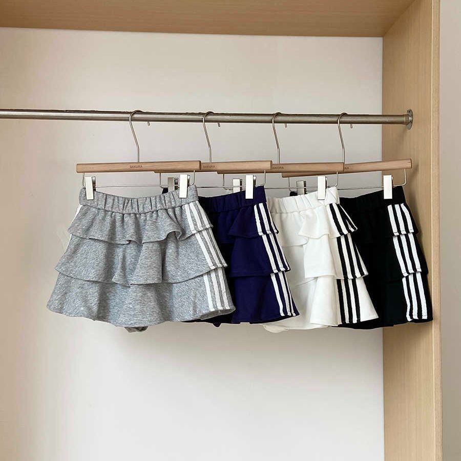 Elastic high-waisted anti-light contrast striped cake skirt women's 2025 summer new Korean version of the versatile A-line skirt