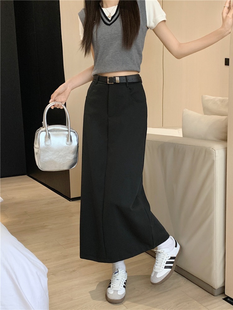 Mid-length Skirt High Waist Straight Hip Skirt Women's 2024 Summer New Light Mature Fashionable Warm Slimming Split A- shaped