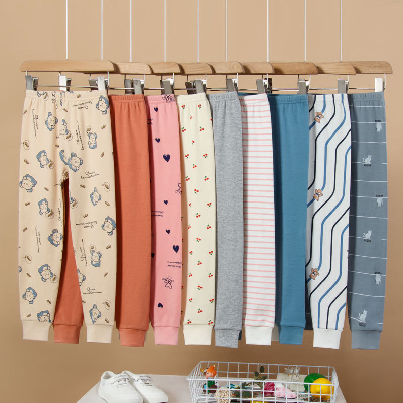 Children's Cotton Wool Pants for Autumn and Winter Children's Cotton Soft Breathable Autumn Pants Baby's Printed Warm Home Pajama Pants