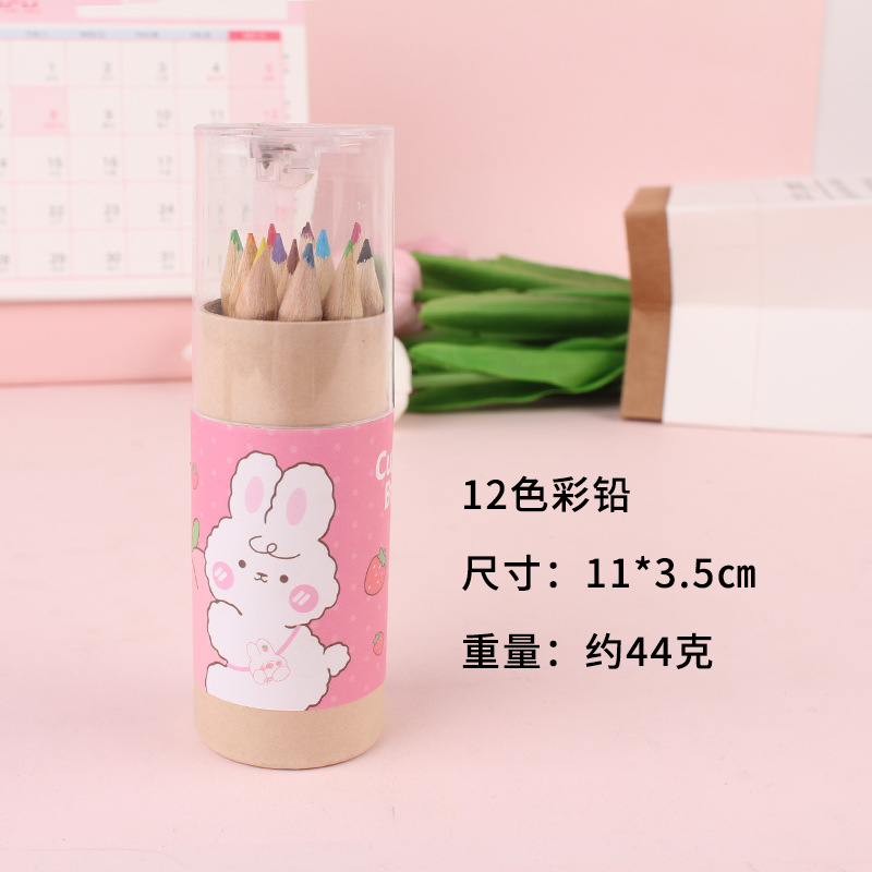 Picture of 12-Color Barreled Colored Lead Kidsren's Painting Graffiti Colored Lead Primary School Students School Supplies Kindergarten Art Training Pencil
