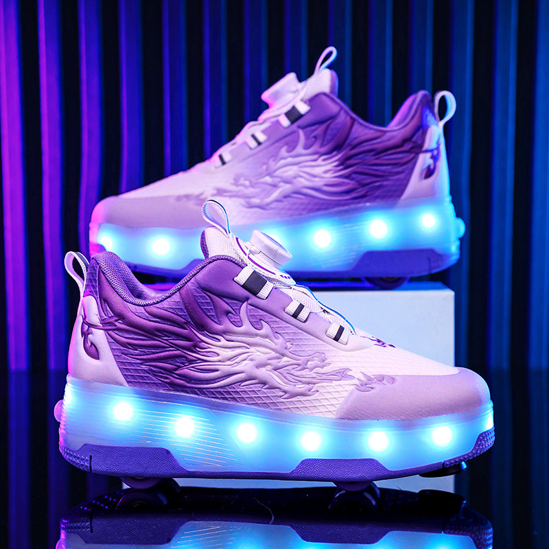 Picture of Cross-border foreign trade heywalk shoes for boys and girls four-wheel double-wheel LED flashing light luminous automatic invisible pulley skates