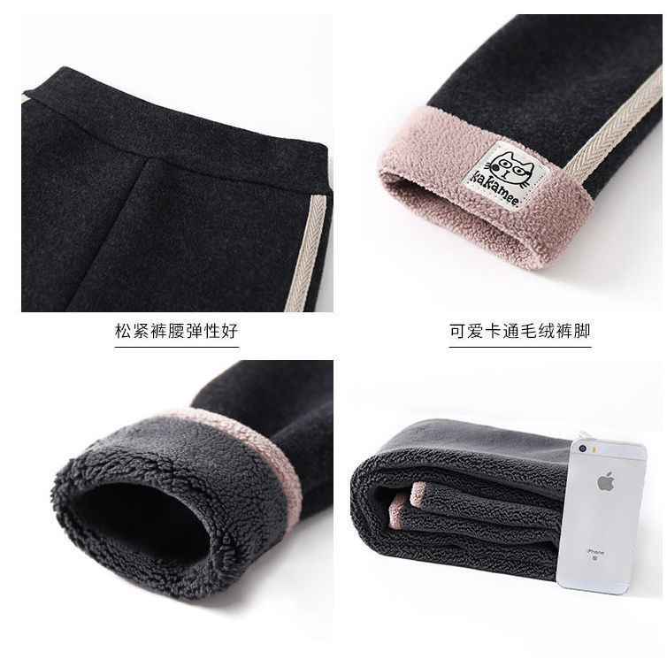 Picture of Girls' Winter New fleece-lined Thickened Leggings Baby Girls' One-piece Velvet Warm Outer Wear Pants Children Trendy Trousers