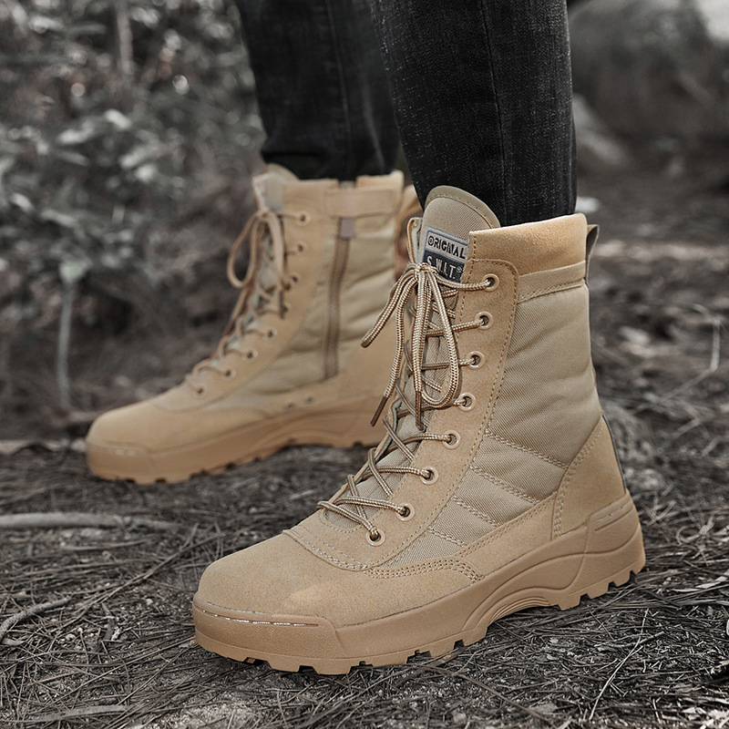 Outdoor High-top Mountaineering Cross-country Hiking Shoes Fall/Winter 2022 New Men's Breathable Lace-up Leather Suede Martin Shoes