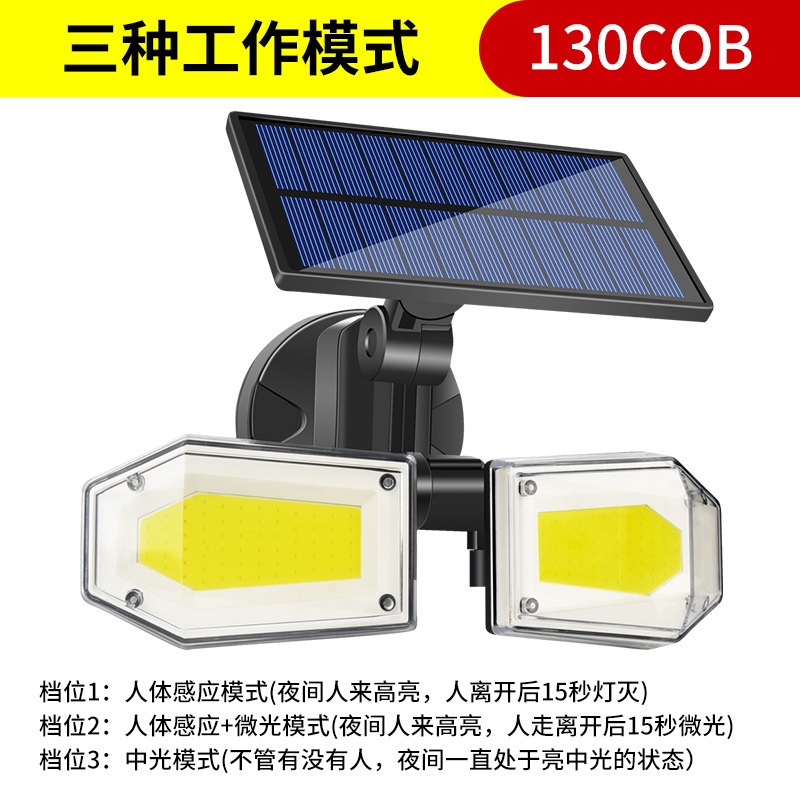 Picture of solar wall lamp outdoor lighting led double head garden light home solar body induction lamp waterproof street light