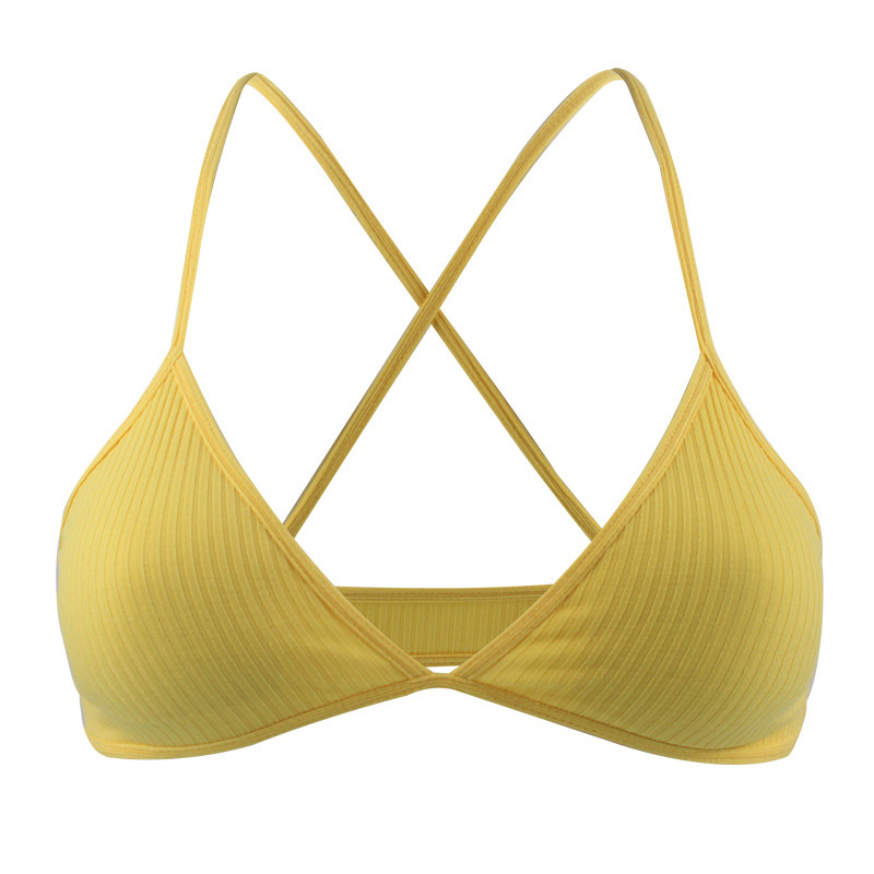 Picture of Thin cotton bralette cross back triangle cup without steel ring comfortable breathable bra light thread underwear
