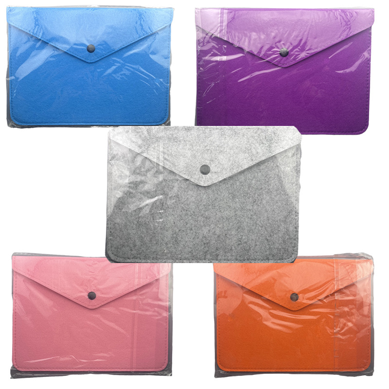 Wholesale new office felt file bag printed logo file storage bag student color a4 thick file bag