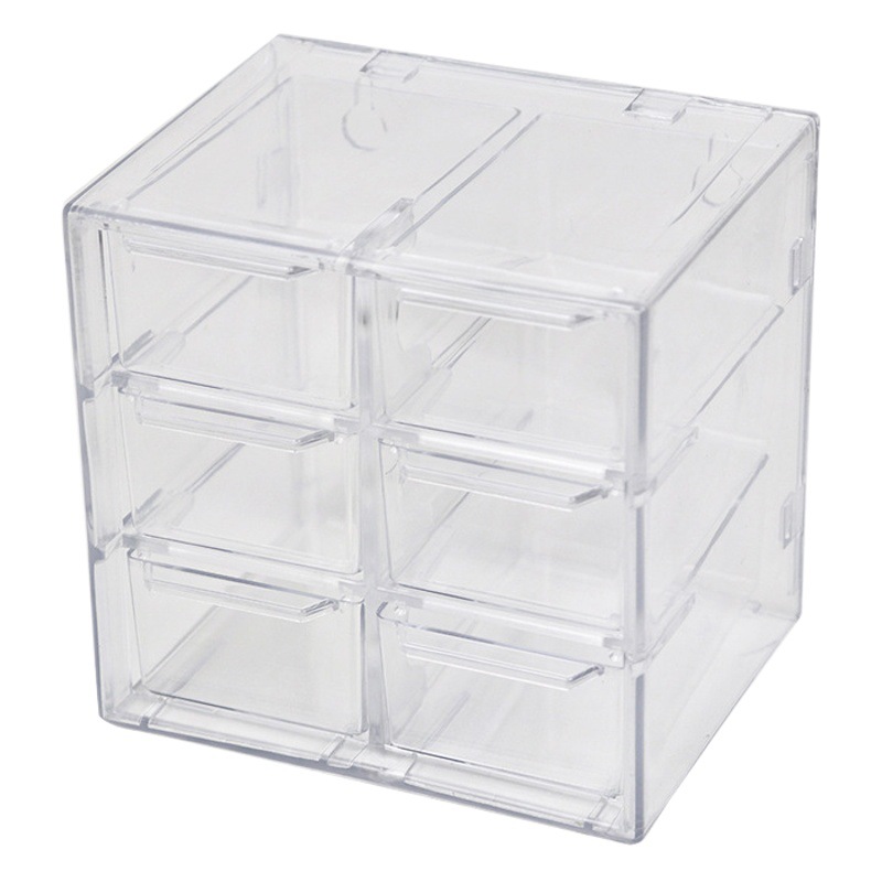 Transparent Jiugongge six-grid dustproof drawer storage box stationery jewelry 12-grid cosmetics Desktop Storage