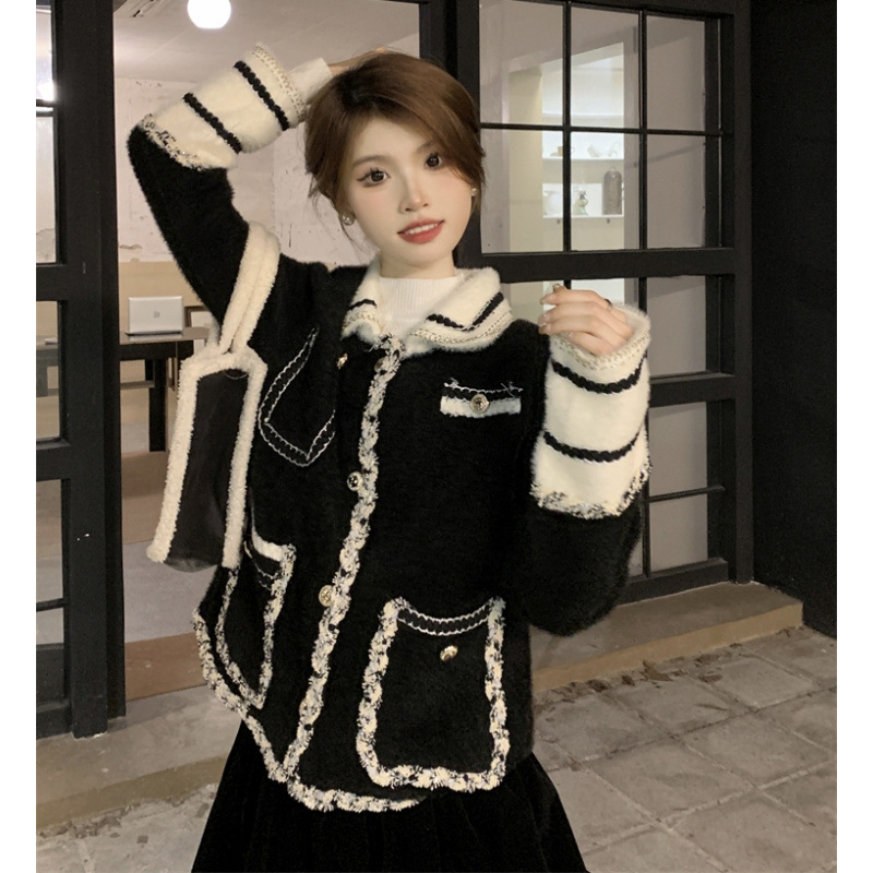 Real shot 2024 autumn and winter new heavy industry thick tweed high-end sense loose short coat women's top