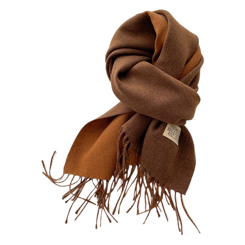 2024 New Double-sided Solid Color Scarf Women's Autumn and Winter Thickened Imitation Cashmere Scarf Gentle Style Japanese Style Tassel Shawl