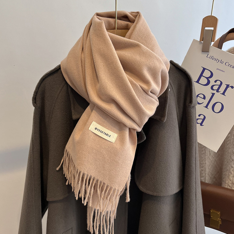 Picture of Blue Imitation Cashmere Scarf for Women 2025 New Winter K-Style Thickeneded Light Blue Scarf Versatile Dual-Use Shawl