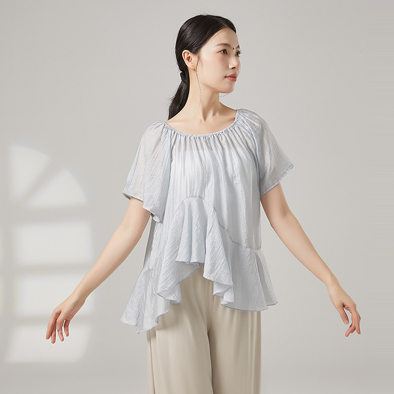 Picture of Classical Dance New Blouse Short-Sleeved Gauze Chinese Dance Modern Dance Practice Dance Clothing Tops for Women