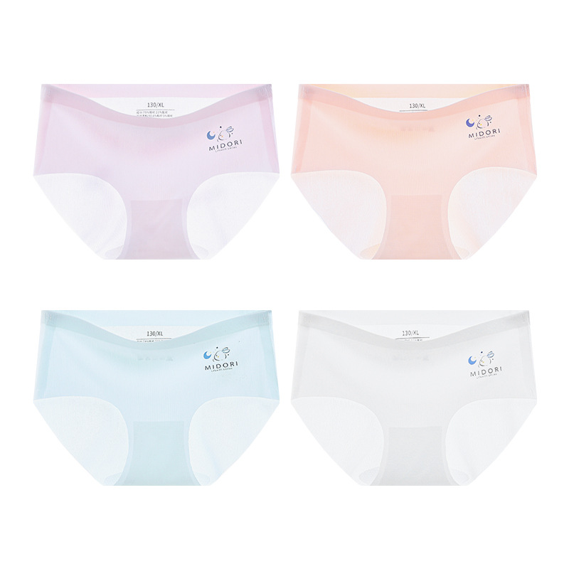 Picture of Children's Underwear Girls' Ice Silk Traceless Briefs Girls' Lightweight Mid-high Waist Girls' Breathable Ice Cool Shorts Head
