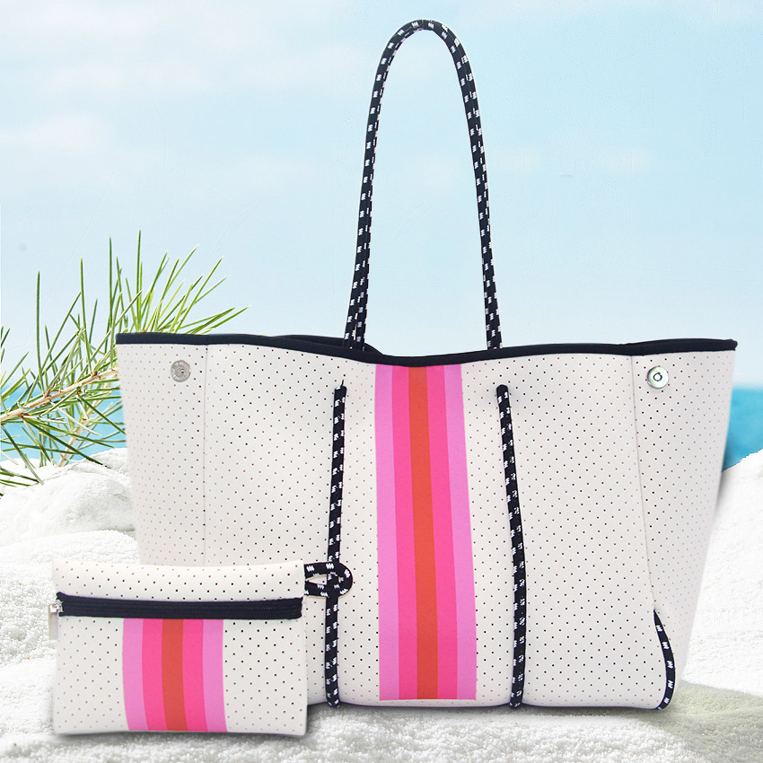 Picture of Diving Material Perforated Beach Bag European and American Fashion Portable Shoulder Strap Mother Bag Outdoor Casual Bag Portable Women's Bag for Women