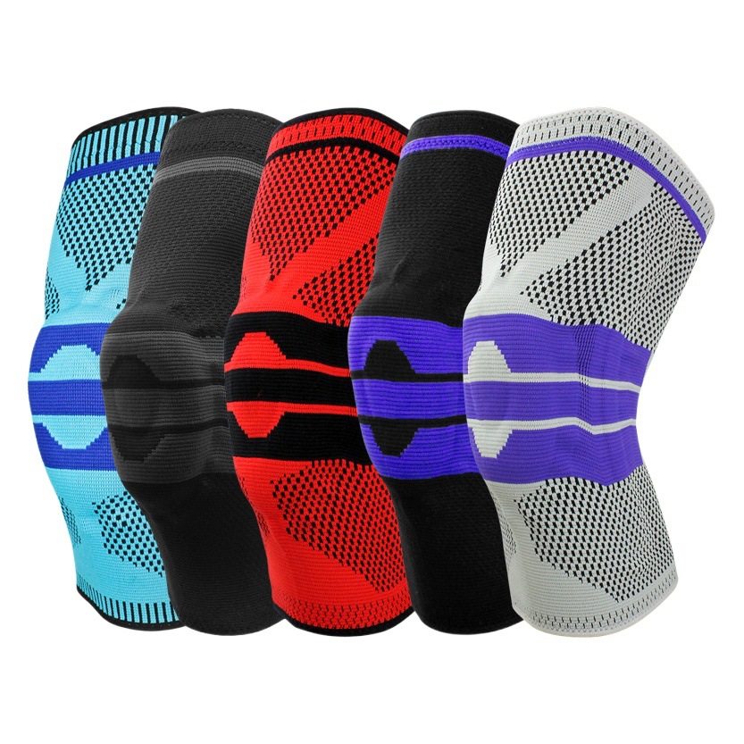 In stock silicone kneepad Sports Basketball cycling running spring support knitted breathable nylon outdoor kneepad
