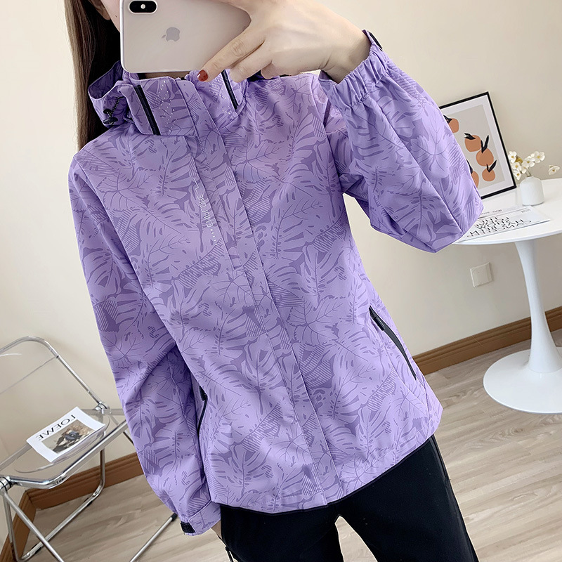 Printed Jacket Thin Windproof and Waterproof Jacket Outdoor Mountaineering Suit Spring and Autumn Couple's 6266 Maple Leaf Jacket