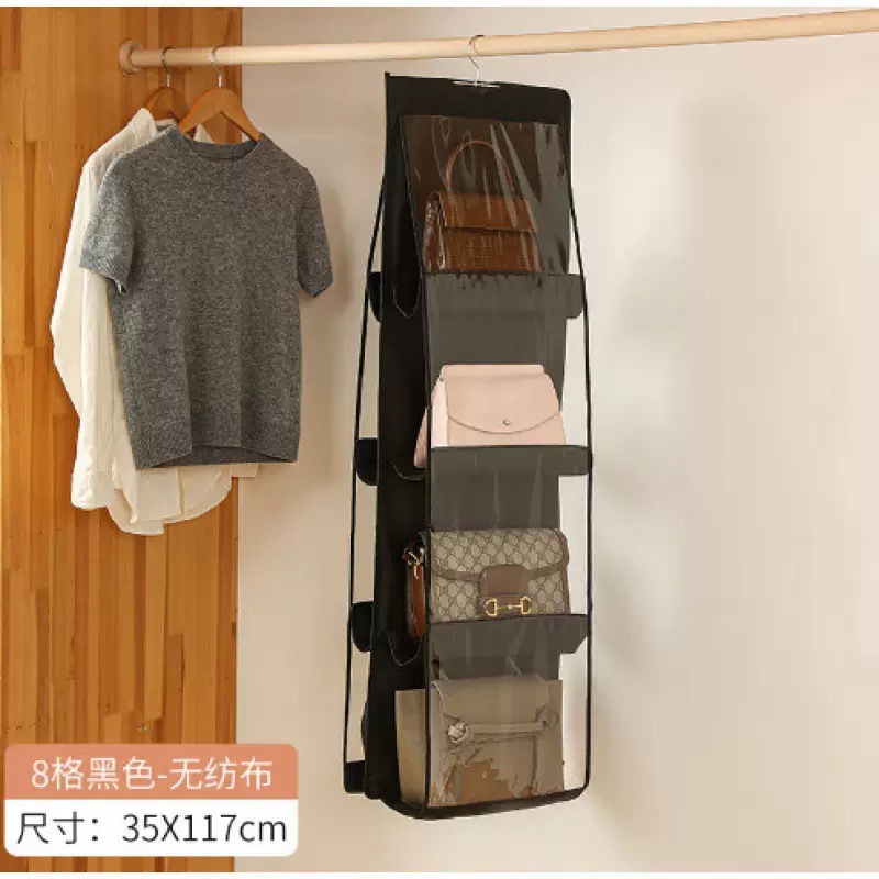 Bag Storage Hanging Bag, Wardrobe Wall-Mounted Fabric Storage Bag, Double-Sided Dormitory Storage Rack, Wall-Mounted