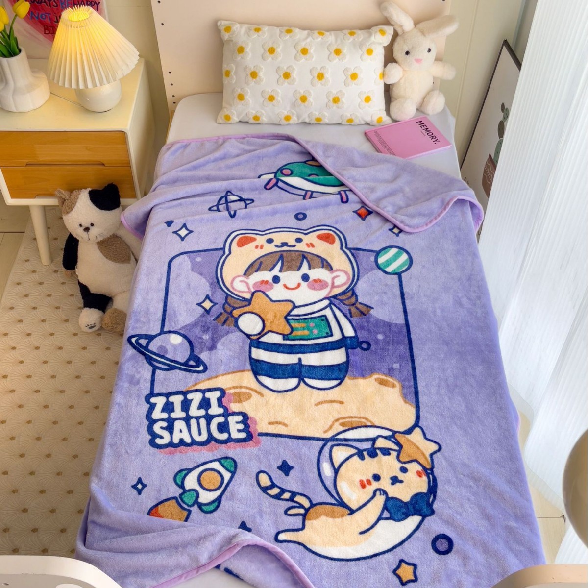 Picture of Children's Blanket Kindergarten Spring and Autumn Baby Coral Fleece Blanket Spring and Summer Single Layer Thin Blanket Office Nap